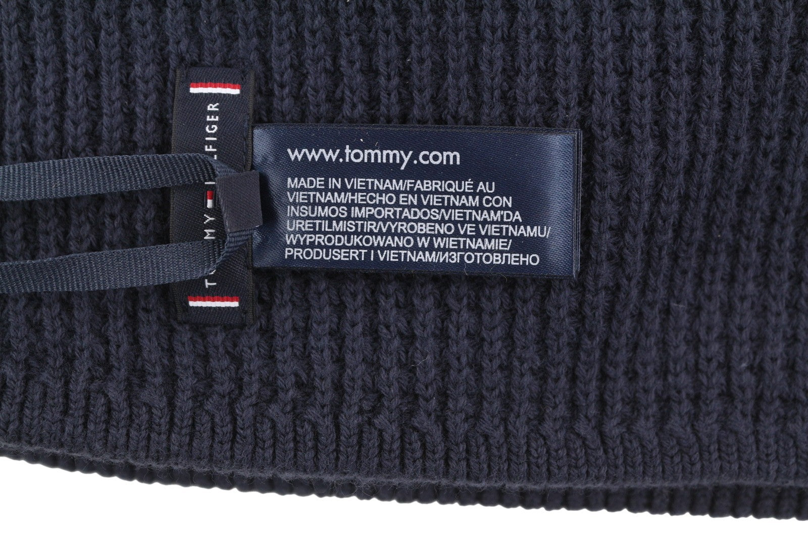 TOMMY HILFIGER TH Horizon Beanie vyriška kepurė OS tamsiai mėlyna medvilninė megztinė siuvinėta 