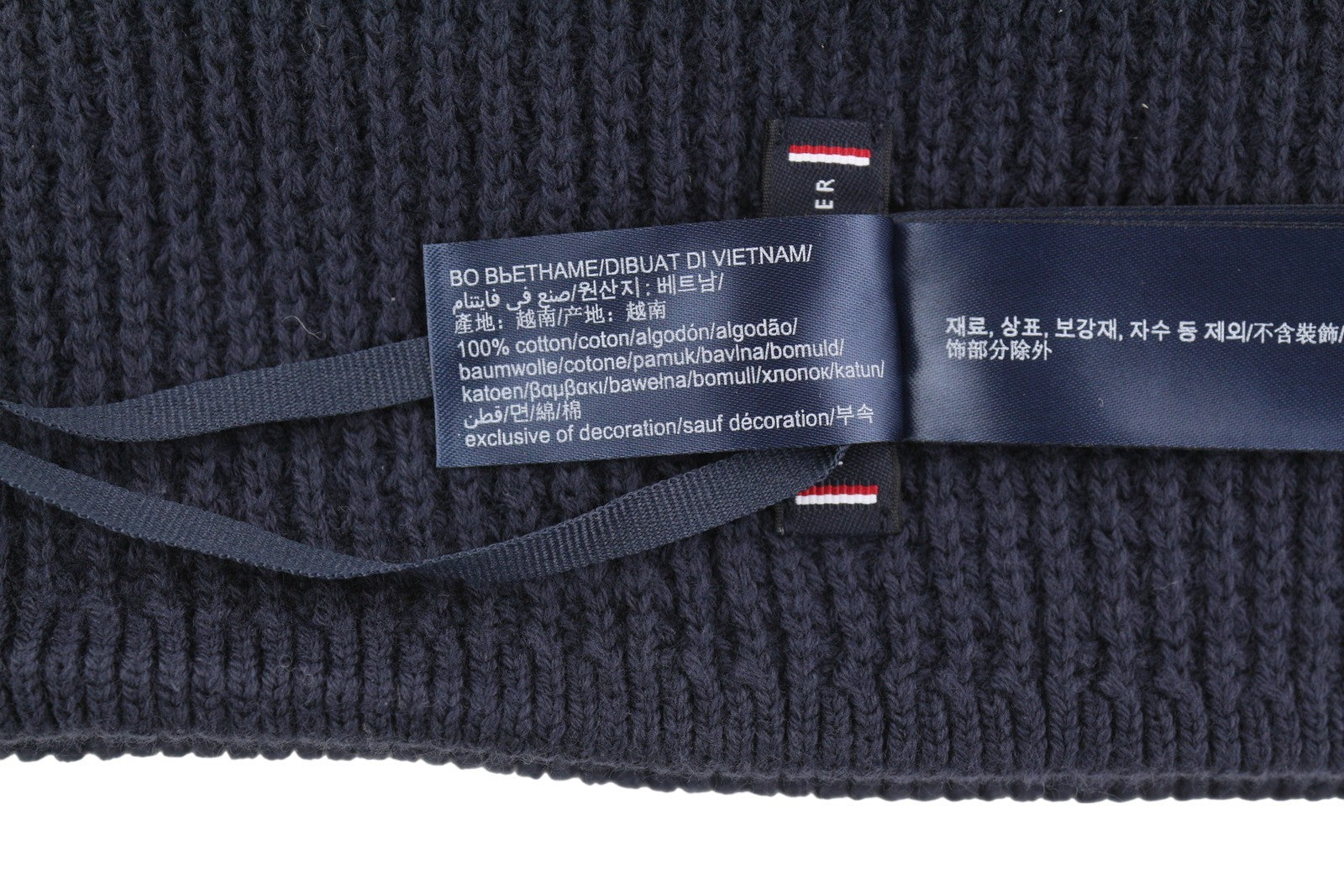 TOMMY HILFIGER TH Horizon Beanie vyriška kepurė OS tamsiai mėlyna medvilninė megztinė siuvinėta 