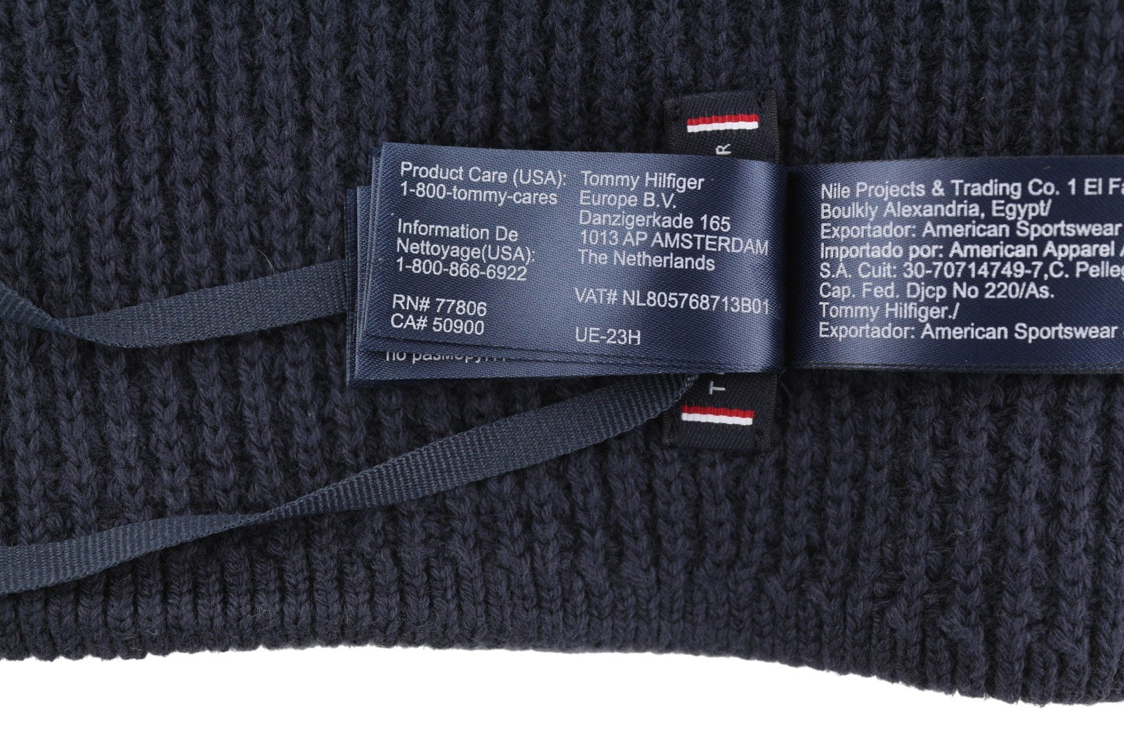 TOMMY HILFIGER TH Horizon Beanie vyriška kepurė OS tamsiai mėlyna medvilninė megztinė siuvinėta 