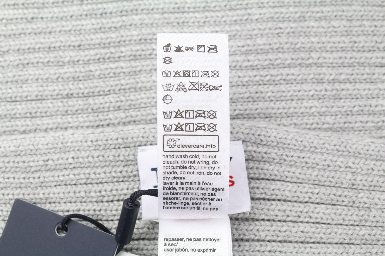 TOMMY HILFIGER vyriškas šalikas su vėliava, pilkas, megztas, siuvinėtas logotipas, unisex 