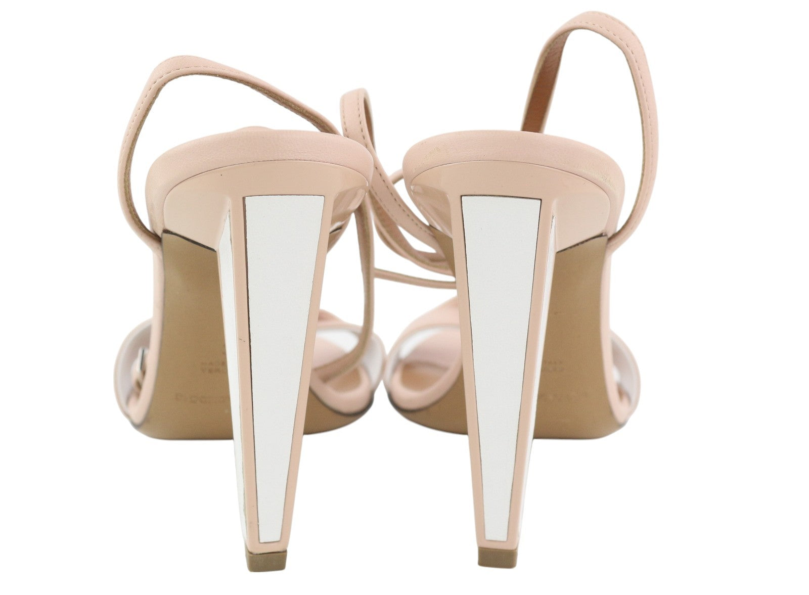 EMPORIO ARMANI moteriški aukštakulniai, 37 €, rožinės odos, atviros nosies, sagtimi, logotipu, basutės 