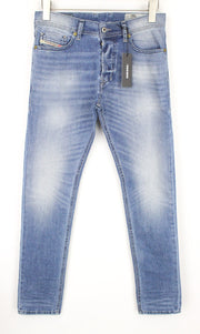 DIESEL Tepphar 0842H vyriški mėlyni medvilniniai bateliai su sagomis ir plonu „carrot“ kirpimu. W27/L32. 