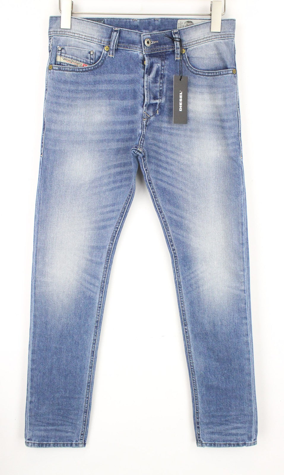 DIESEL Tepphar 0842H vyriški mėlyni medvilniniai bateliai su sagomis ir plonu „carrot“ kirpimu. W27/L32. 