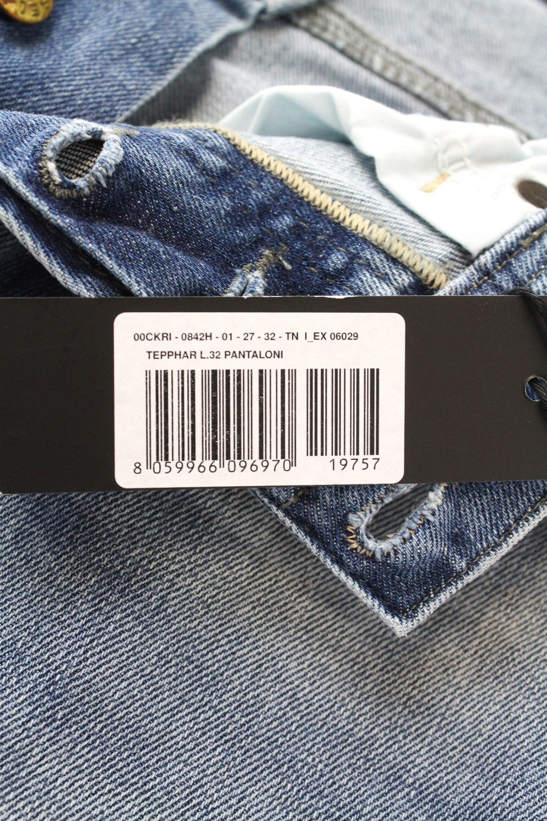 DIESEL Tepphar 0842H vyriški mėlyni medvilniniai bateliai su sagomis ir plonu „carrot“ kirpimu. W27/L32. 