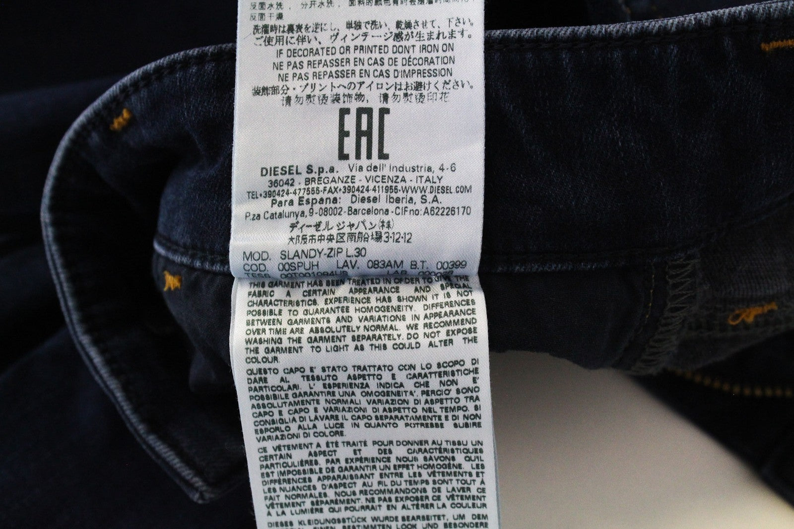 DIESEL Slandy-Zip 083AM Women's W26/L30 Skinny Blue Zipped Fit Stretch Jeans