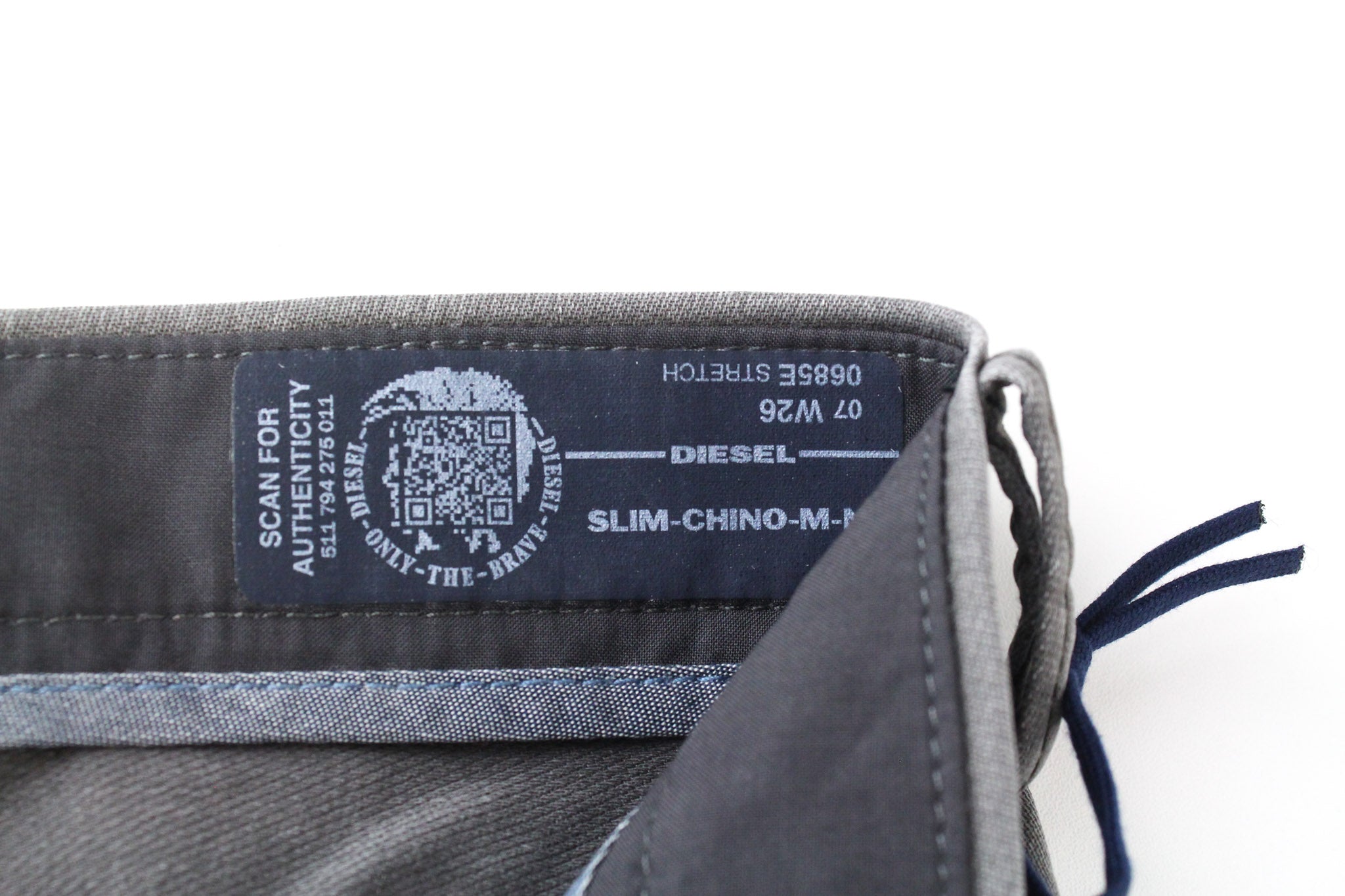 DIESEL Chino-M-NE 0685E vyriški W26 pilki sportiniai jogg džinsai iš tamprios medvilnės medžiagos 