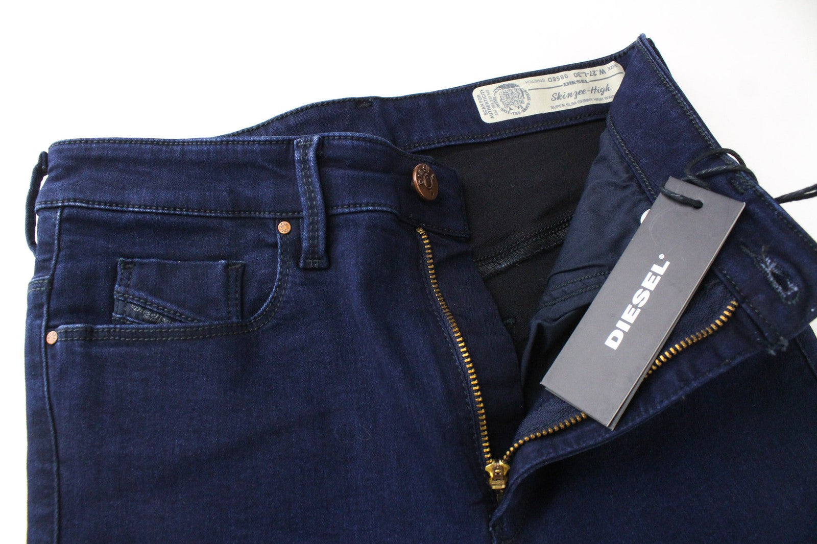 DIESEL Skinzee 0858D Women's W27/L30 Blue High Waist Super Slim Skinny Jeans