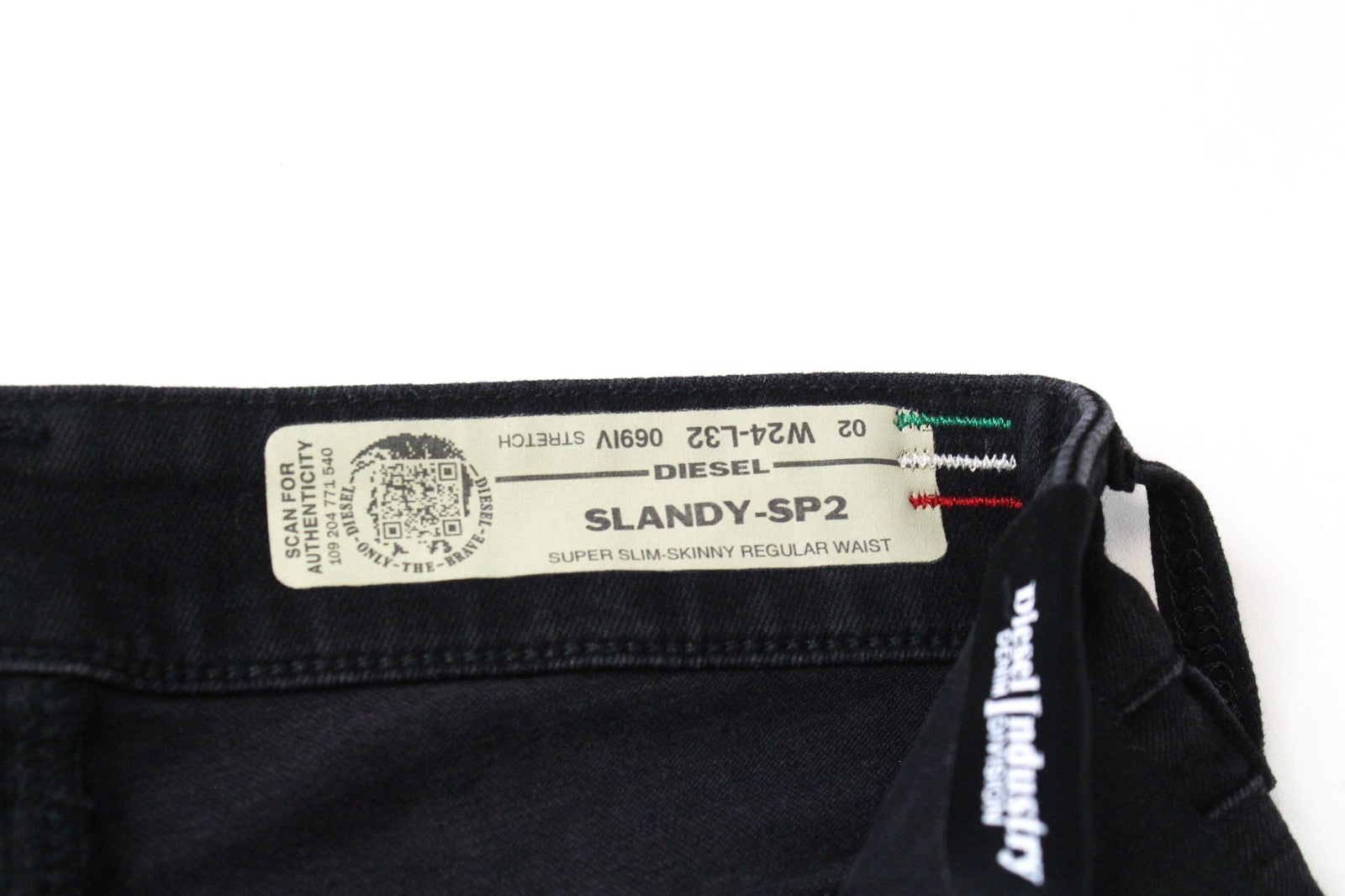 DIESEL Slandy-SP2 069IV Women's W24/L32 Black Super Slim Skinny Stretch Fit