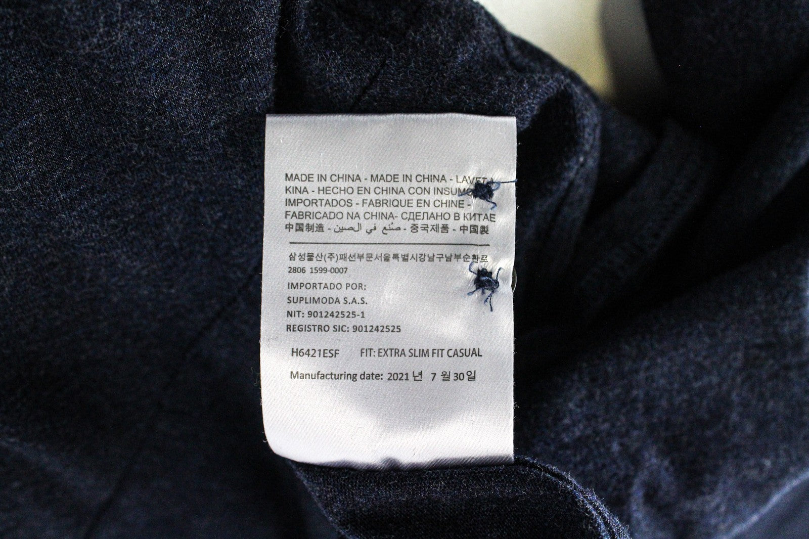 SUITSUPPLY vyriški marškinėliai 39/15.5/40/15.75 Navy Polo Egyptian Cotton Extra Slim 