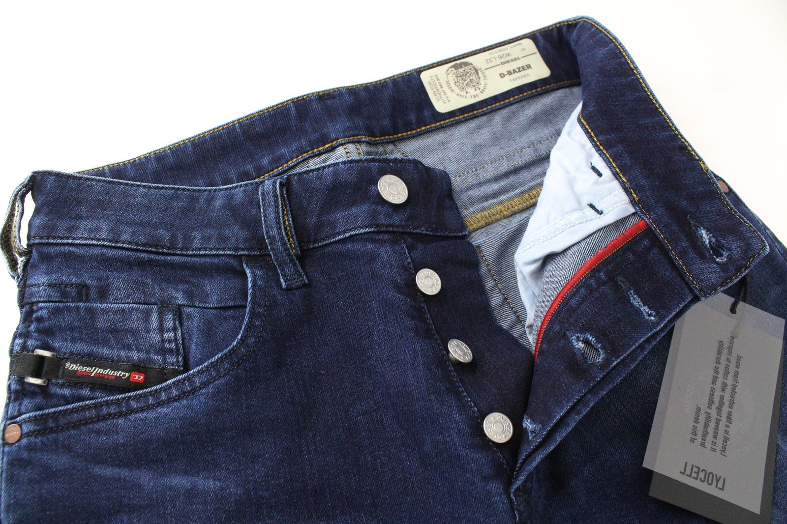 DIESEL D-Bazer 083AT vyriški W26/L32 siaurėjantys mėlyni tamprūs medvilniniai džinsai 