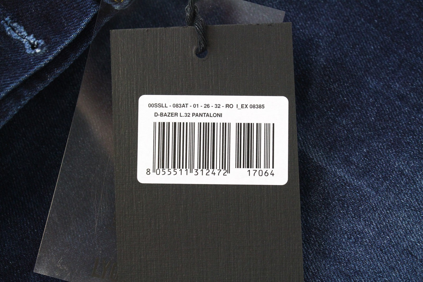 DIESEL D-Bazer 083AT vyriški W26/L32 siaurėjantys mėlyni tamprūs medvilniniai džinsai 