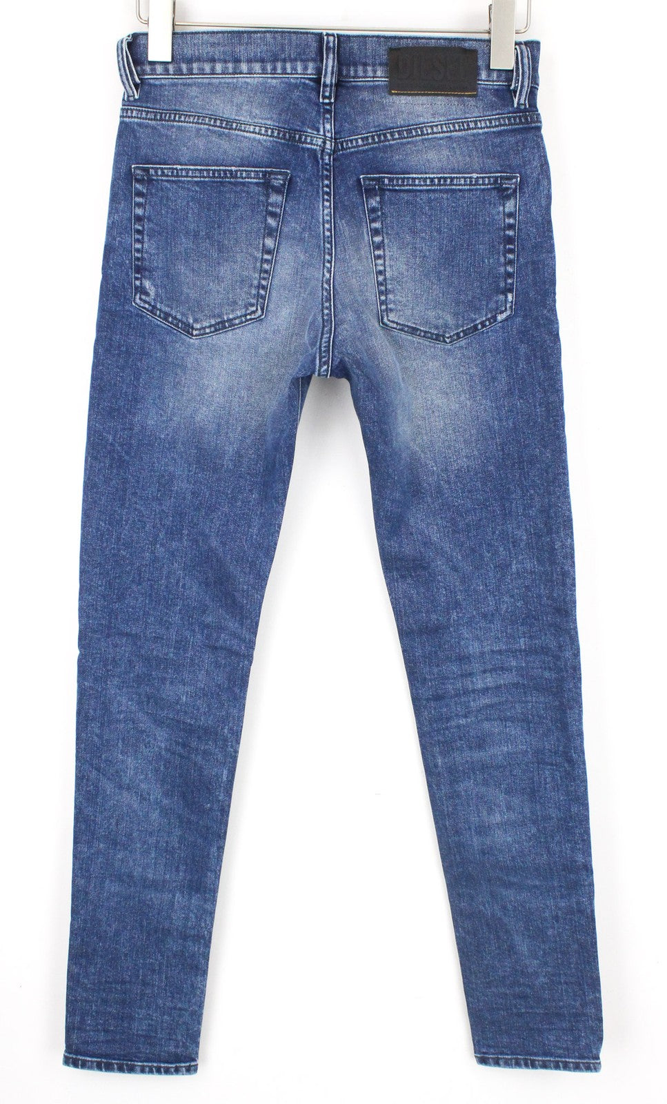 DIESEL D-Strukt 081AQ vyriški W27/L32 plėšyti siaurėjantys mėlyni medvilniniai tamprūs džinsai 