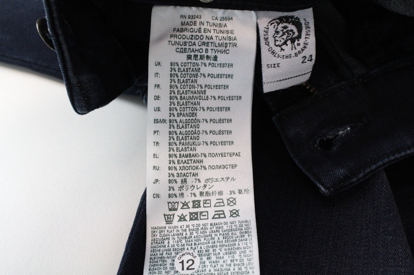 DIESEL Slandy-High 0870C Women's W24/L30 Skinny Distressed Super Stretch Blue