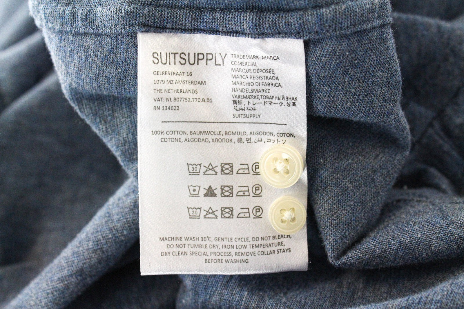 SUITSUPPLY Men's 37/38/14.5/15 Blue Polo Cotton Casual Extra Slim Fit T-Shirt