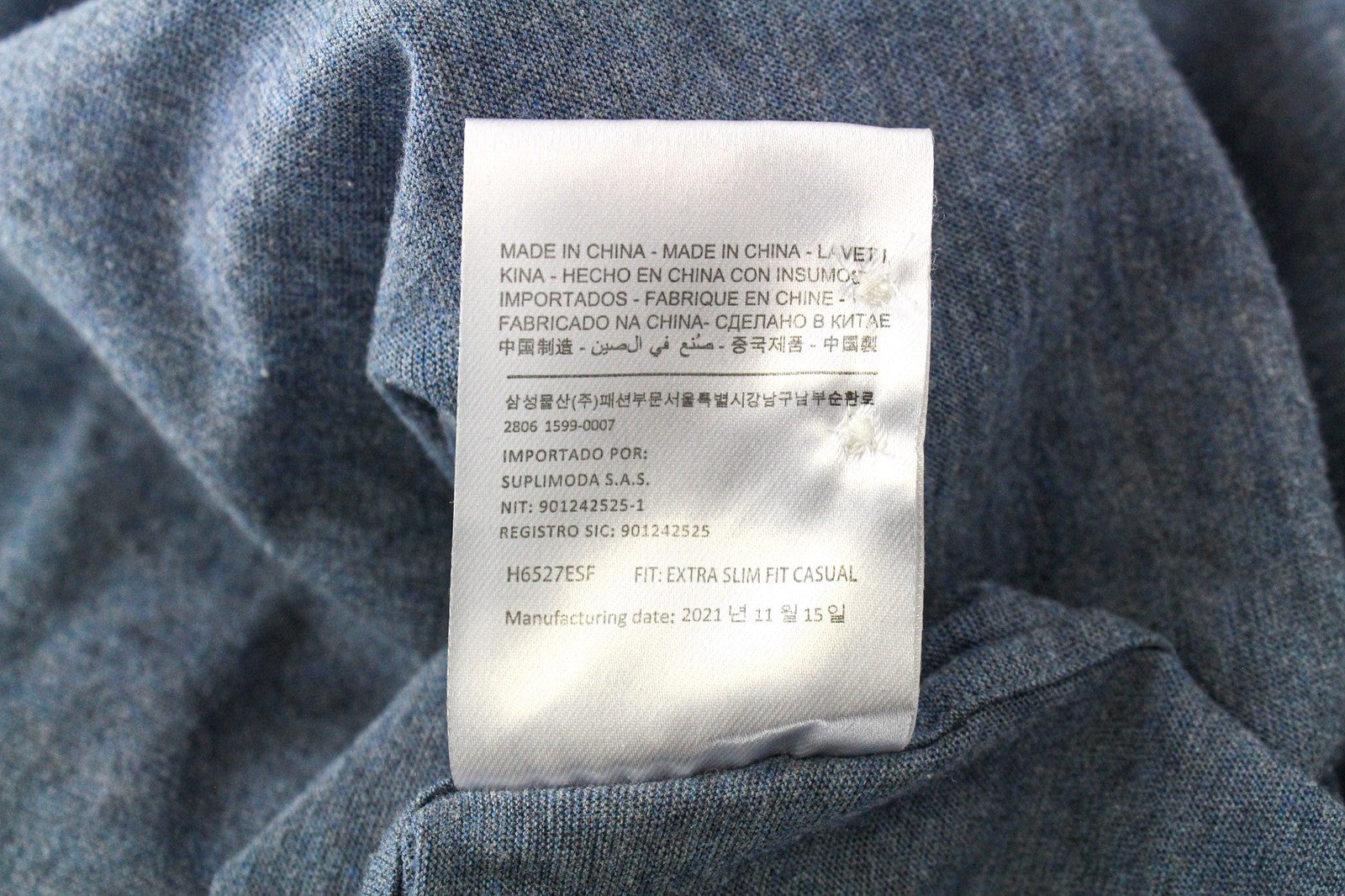 SUITSUPPLY Men's 37/38/14.5/15 Blue Polo Cotton Casual Extra Slim Fit T-Shirt