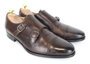 SUITSUPPLY Men's Shoes EU40.5 Brown Double Buckle Formal Genuine Leather
