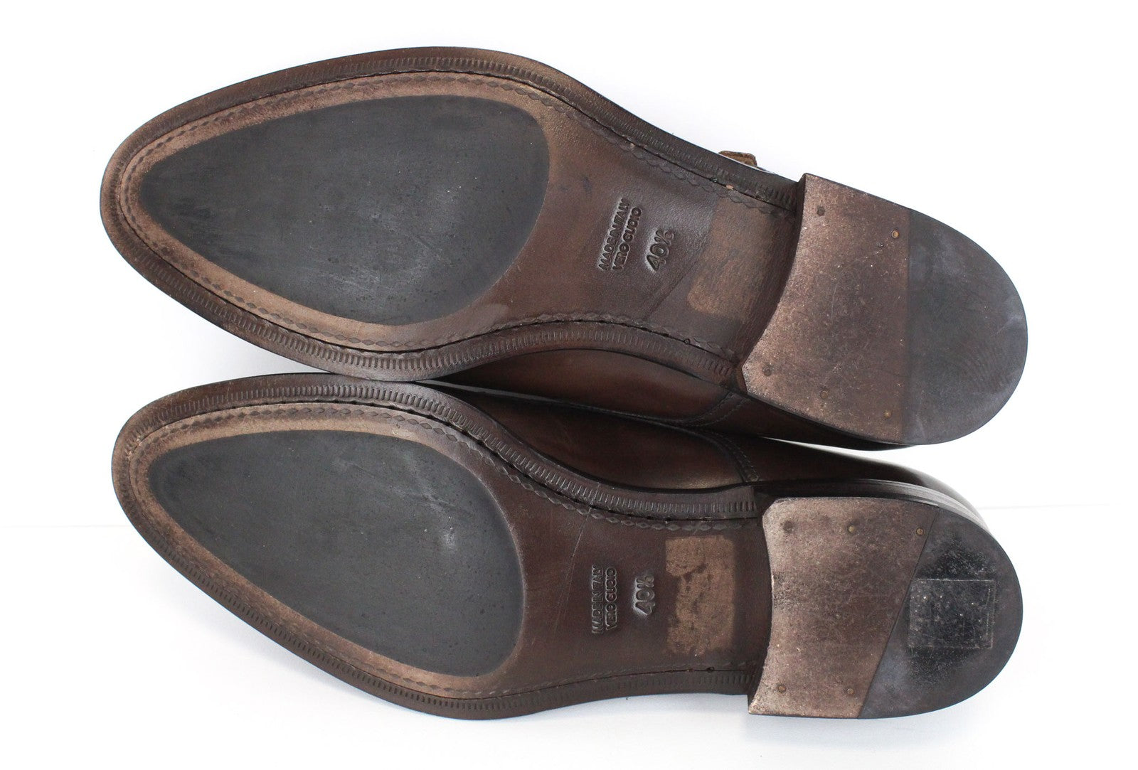 SUITSUPPLY Men's Shoes EU40.5 Brown Double Buckle Formal Genuine Leather