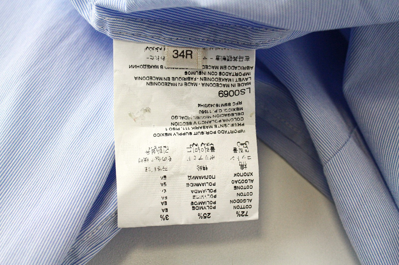 SUITSUPPLY moteriški marškinėliai EU34R mėlyni tamprūs medvilnės mišinio formalūs ilgomis rankovėmis 