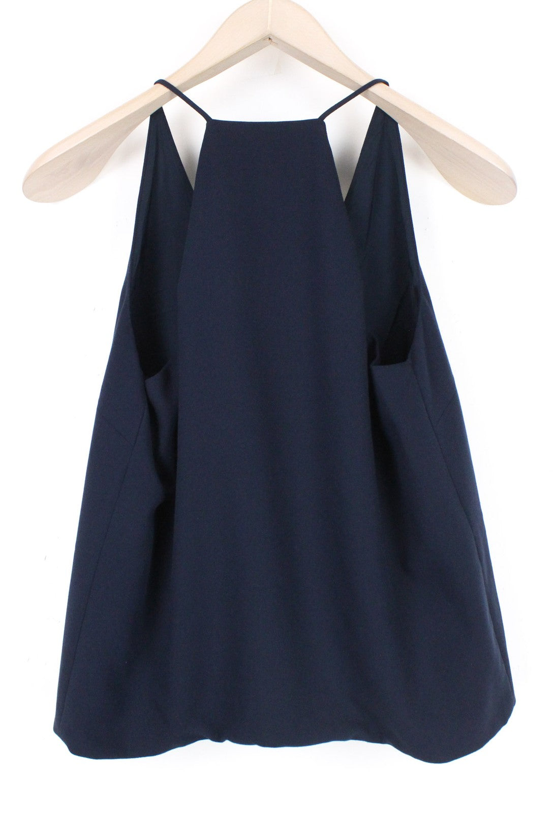 SUISTUDIO moteriški marškinėliai su V formos iškirpte, be rankovių, laisvalaikio stiliaus, su lengvomis petnešėlėmis, EU38, tamsiai mėlyni. 