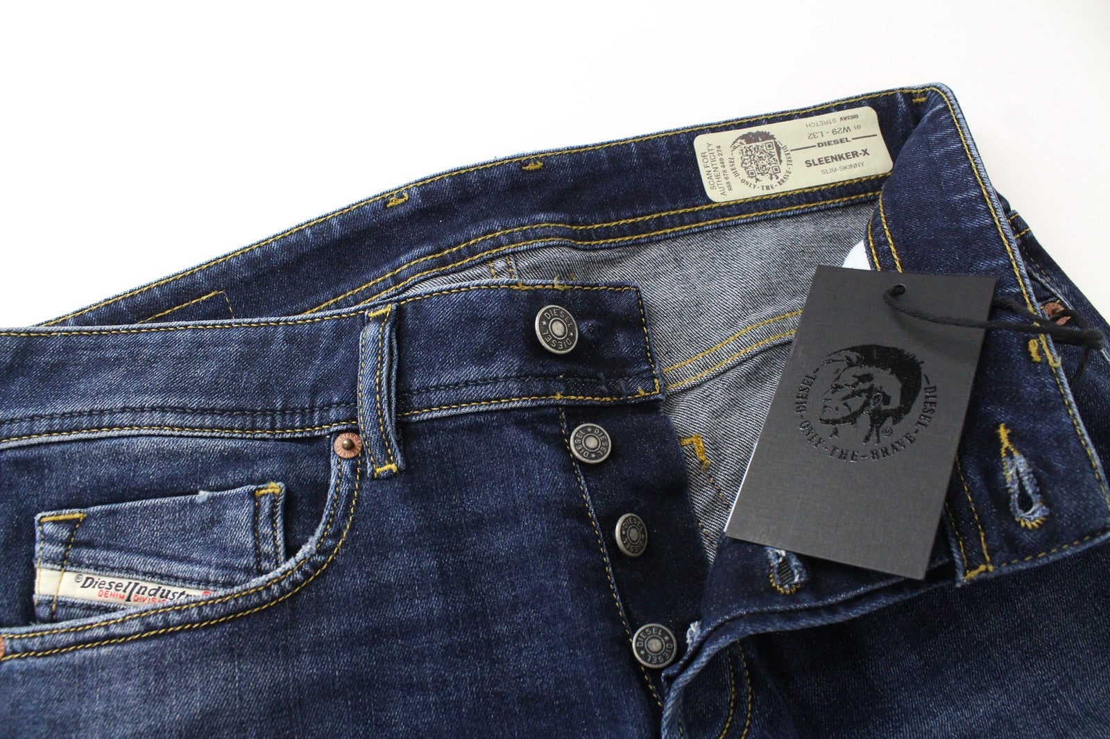 DIESEL Sleenker-X 083AV vyriški džinsai W29/L32 mėlyni, aptempti, tamprūs kirpimai 