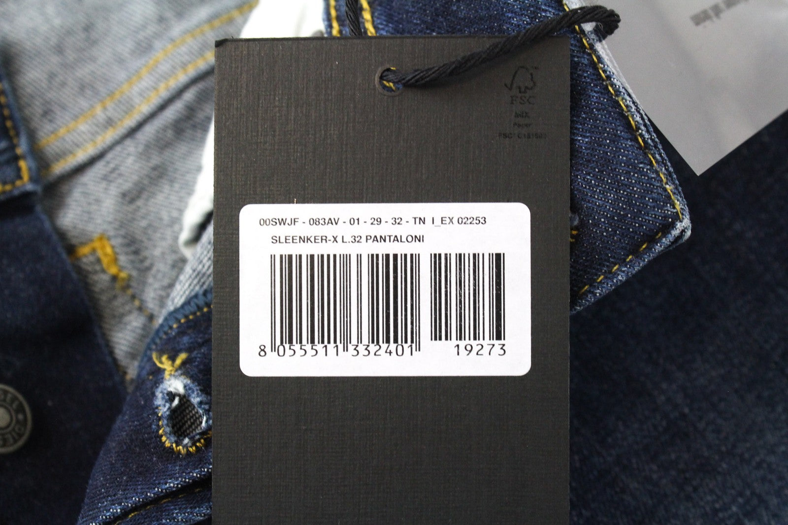 DIESEL Sleenker-X 083AV vyriški džinsai W29/L32 mėlyni, aptempti, tamprūs kirpimai 