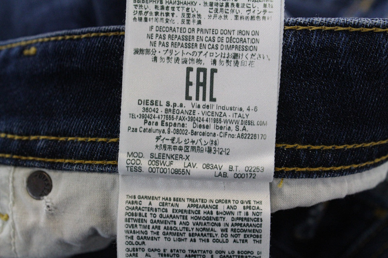 DIESEL Sleenker-X 083AV vyriški džinsai W29/L32 mėlyni, aptempti, tamprūs kirpimai 