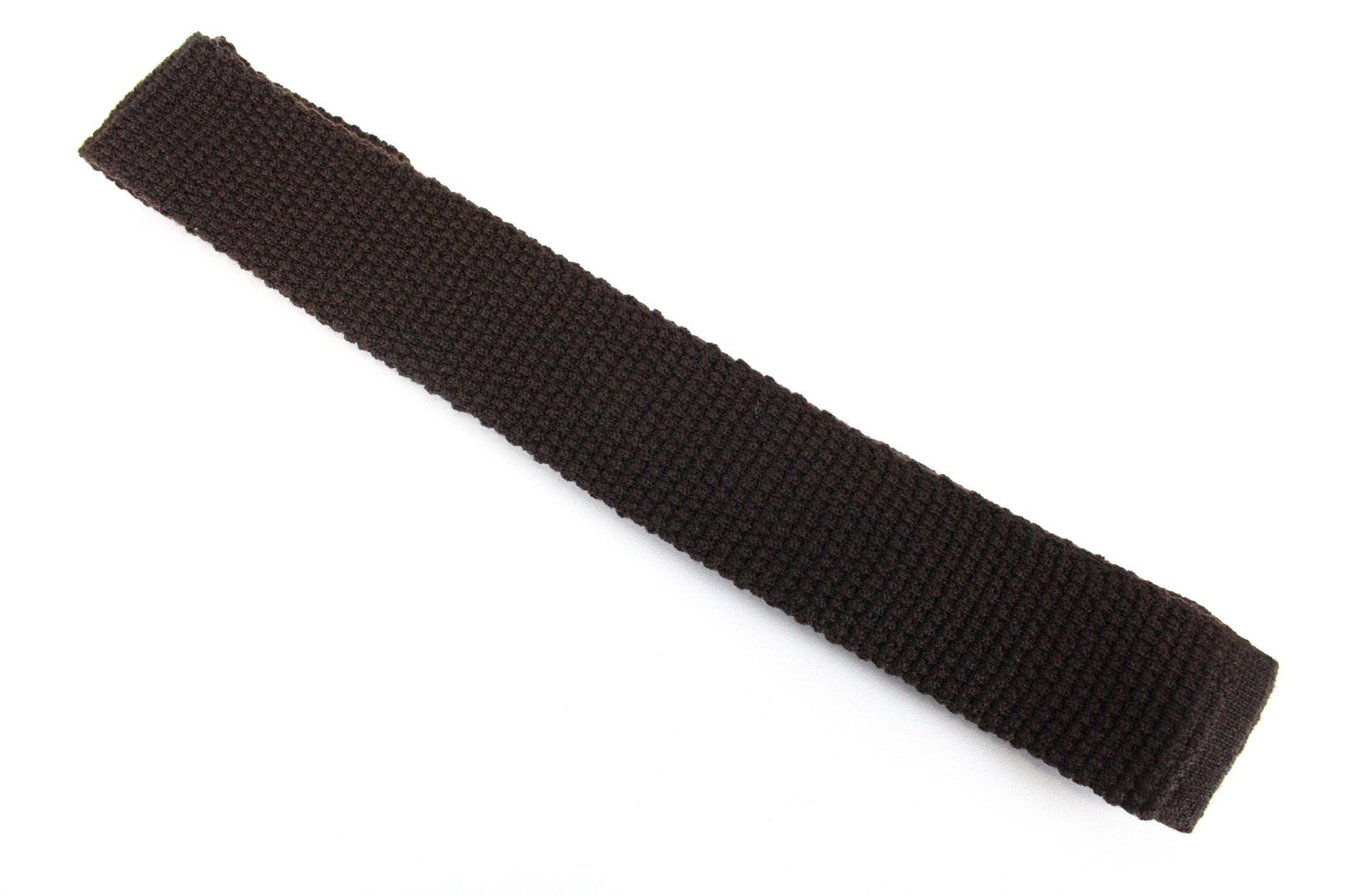 SUITSUPPLY vyriškas kaklaraištis ~75,5 x 6 cm rudas megztas vilnonis kaklaraištis kvadratiniais galais klasikinio stiliaus 