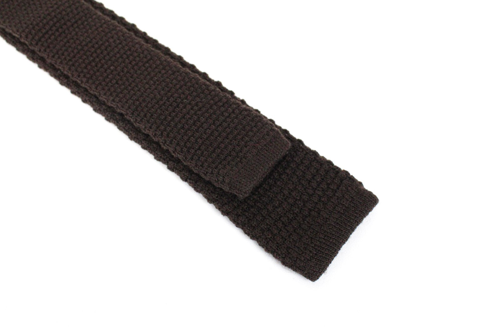 SUITSUPPLY vyriškas kaklaraištis ~75,5 x 6 cm rudas megztas vilnonis kaklaraištis kvadratiniais galais klasikinio stiliaus 