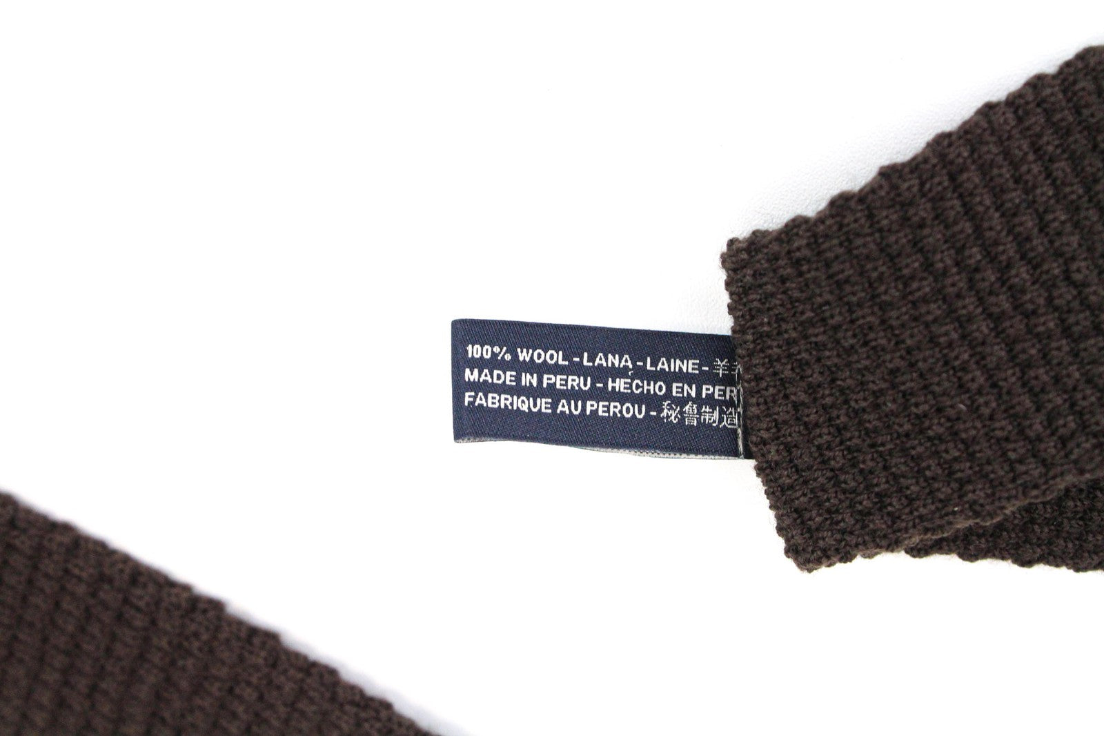 SUITSUPPLY vyriškas kaklaraištis ~75,5 x 6 cm rudas megztas vilnonis kaklaraištis kvadratiniais galais klasikinio stiliaus 