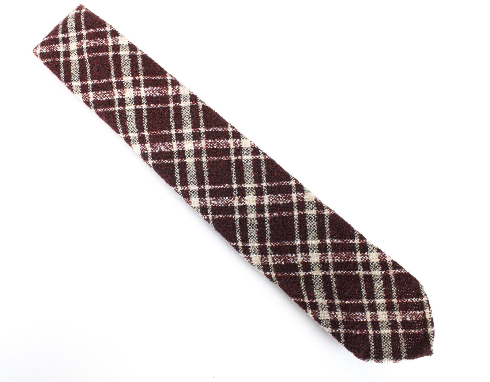 SUITSUPPLY vyriškas kaklaraištis ~150x8cm violetinis vilnos mišinio languotas smailiais galais 