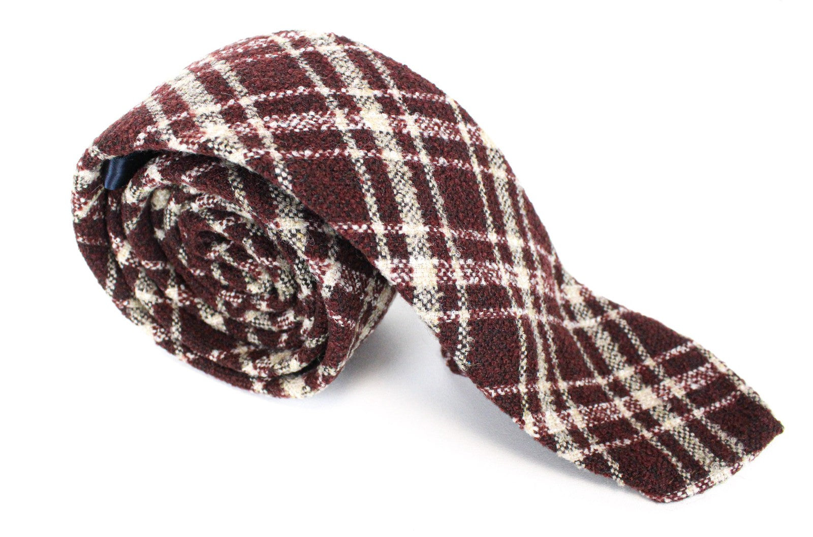 SUITSUPPLY vyriškas kaklaraištis ~150x8cm violetinis vilnos mišinio languotas smailiais galais 