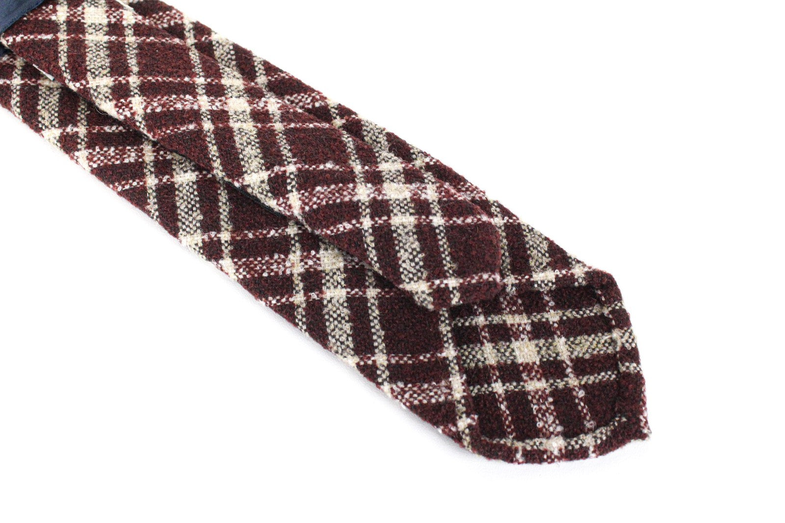 SUITSUPPLY vyriškas kaklaraištis ~150x8cm violetinis vilnos mišinio languotas smailiais galais 