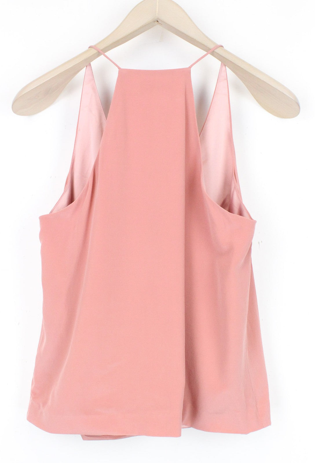 SUISTUDIO Rickie moteriški marškinėliai su rožine V formos iškirpte, gryno šilko vasarine palaidine su dirželiais, dydis UK10 