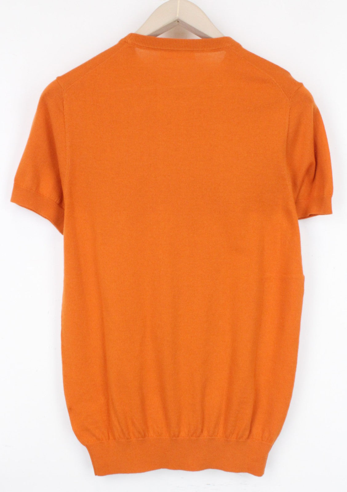 SUITSUPPLY Men's T-Shirt S Orange Short Sleeve Merino Wool Cotton Round Neck