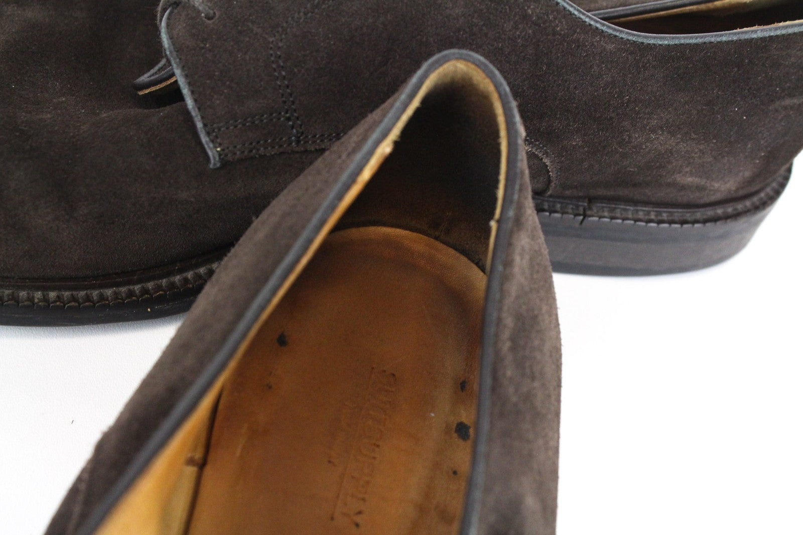 SUITSUPPLY vyriški batai, EU44, rudi zomšiniai, suvarstomi, formalūs, žemapadžiai bateliai 