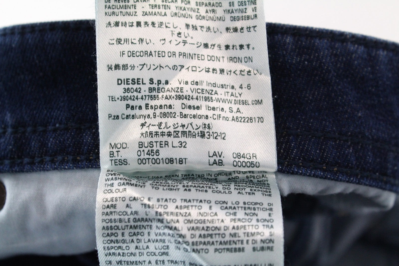 DIESEL Buster 084GR vyriški džinsai W29/L32 mėlyni, siaurėjantys, tamprūs medvilniniai džinsai 