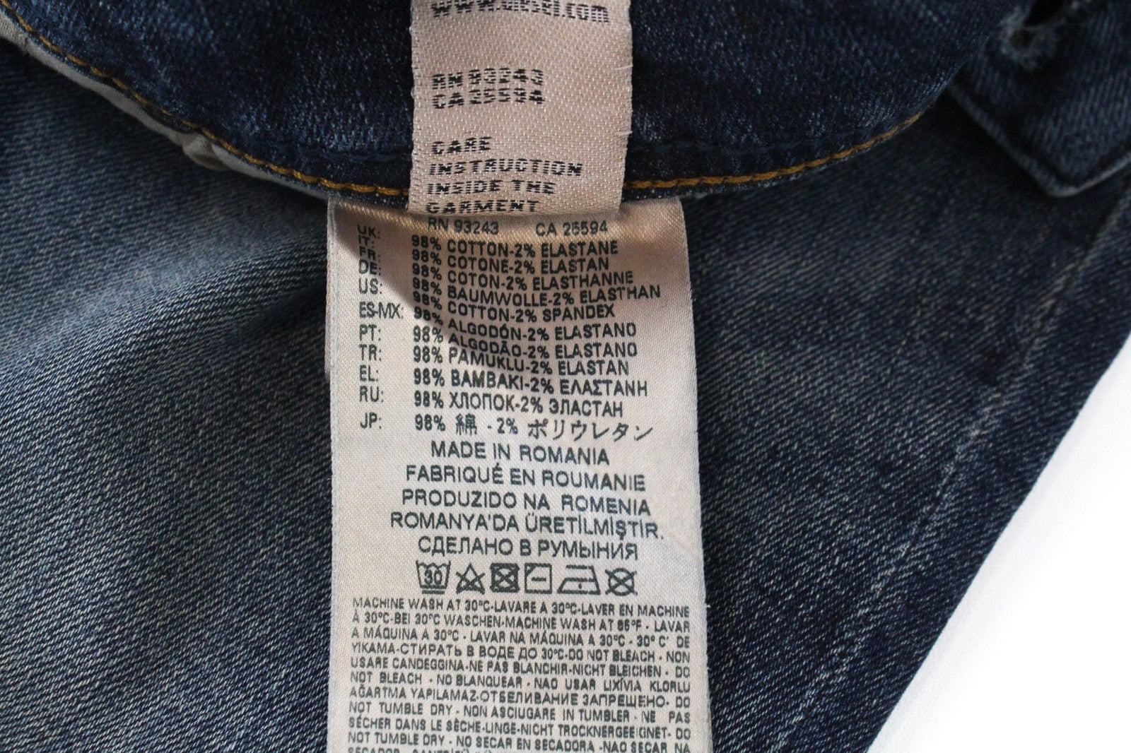 DIESEL Sleenker 069DG vyriški W27/L30 dirbtinės odos aptempti, tamprūs mėlyni džinsai 