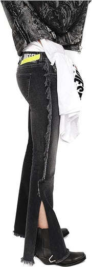 DIESEL D-Ebbey-F 081AH Women Jeans W23/L32 Bootcut Stretch Dark Grey Cotton