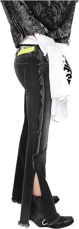 DIESEL D-Ebbey-F 081AH Women Jeans W23/L32 Bootcut Stretch Dark Grey Cotton