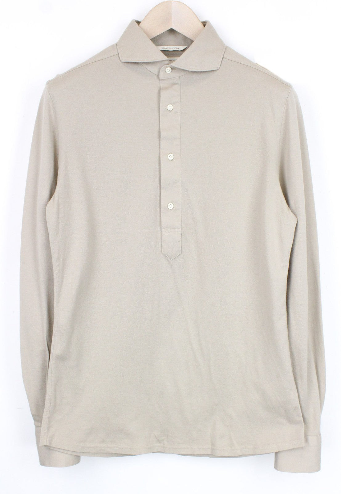 SUITSUPPLY vyriški marškinėliai 39/40/15.5/15.75 smėlio spalvos polo itin ploni medvilniniai iškirpti 