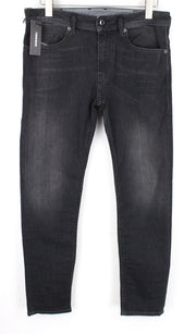 DIESEL Thommer 0687J vyriški džinsai W32/L30 Slim Skinny tamsiai pilki su užtrauktuku ir tampriu gobtuvu 