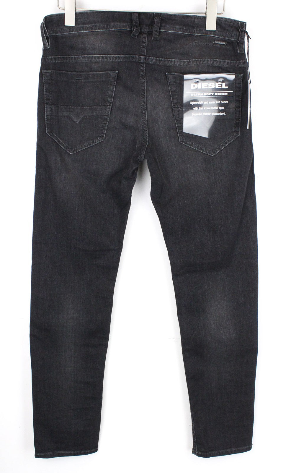 DIESEL Thommer 0687J vyriški džinsai W32/L30 Slim Skinny tamsiai pilki su užtrauktuku ir tampriu gobtuvu 