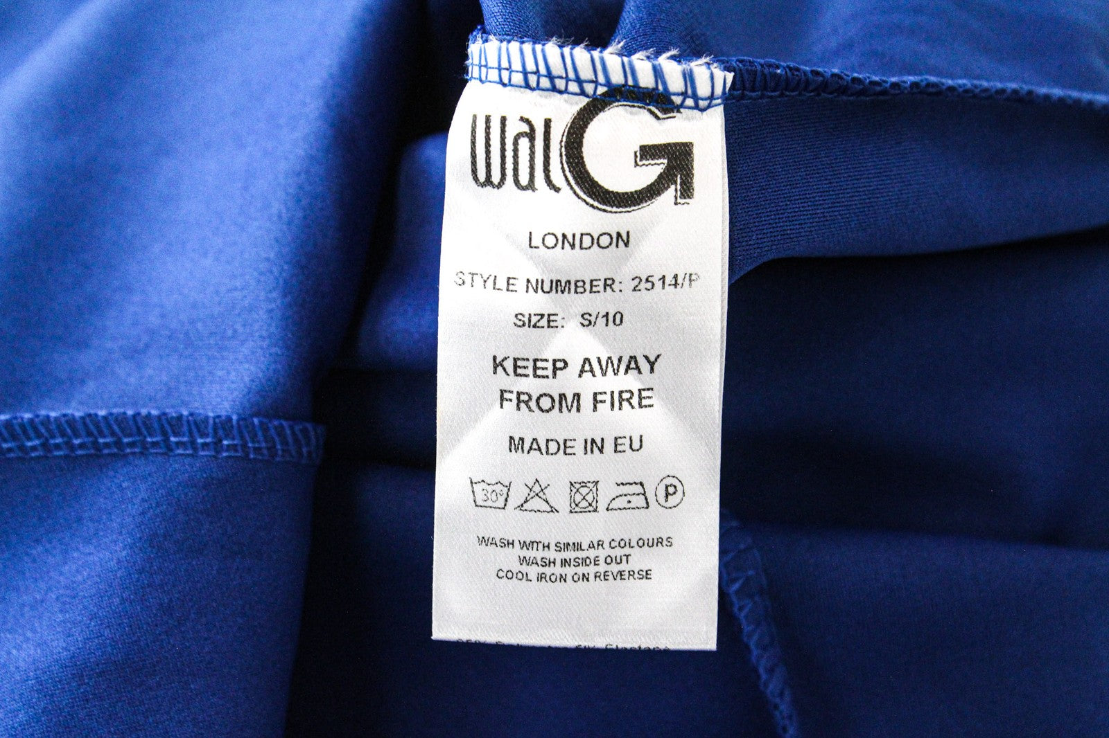 WAL G moteriška suknelė S mėlyna maksi suknelė su V formos iškirpte, platėjančia apranga. 