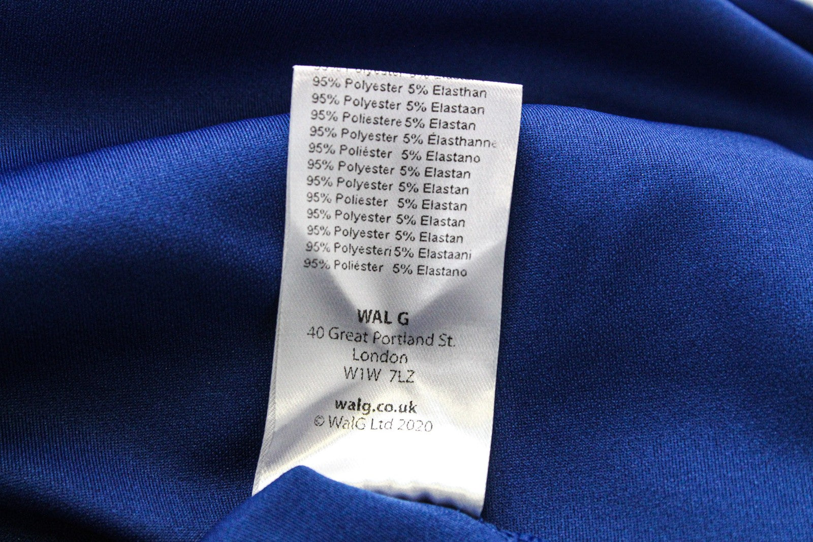 WAL G moteriška suknelė S mėlyna maksi suknelė su V formos iškirpte, platėjančia apranga. 