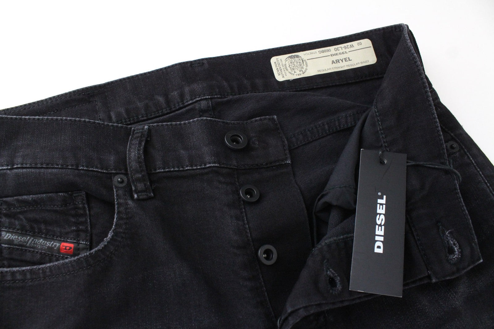 DIESEL Aryel 069BG Women Jeans W26/L30 Straight Dark Grey Stretch Regular Fit