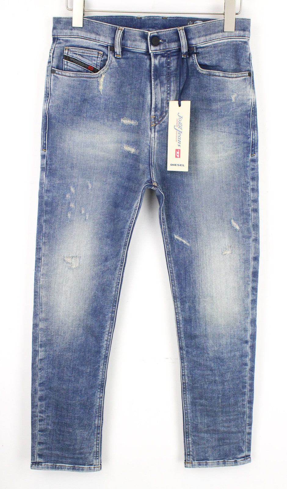 DIESEL D-Vider-T 087AD vyriški džinsai W27 Carrot Jogg Sweat mėlyni, tamprūs, dirbtinio atspalvio 