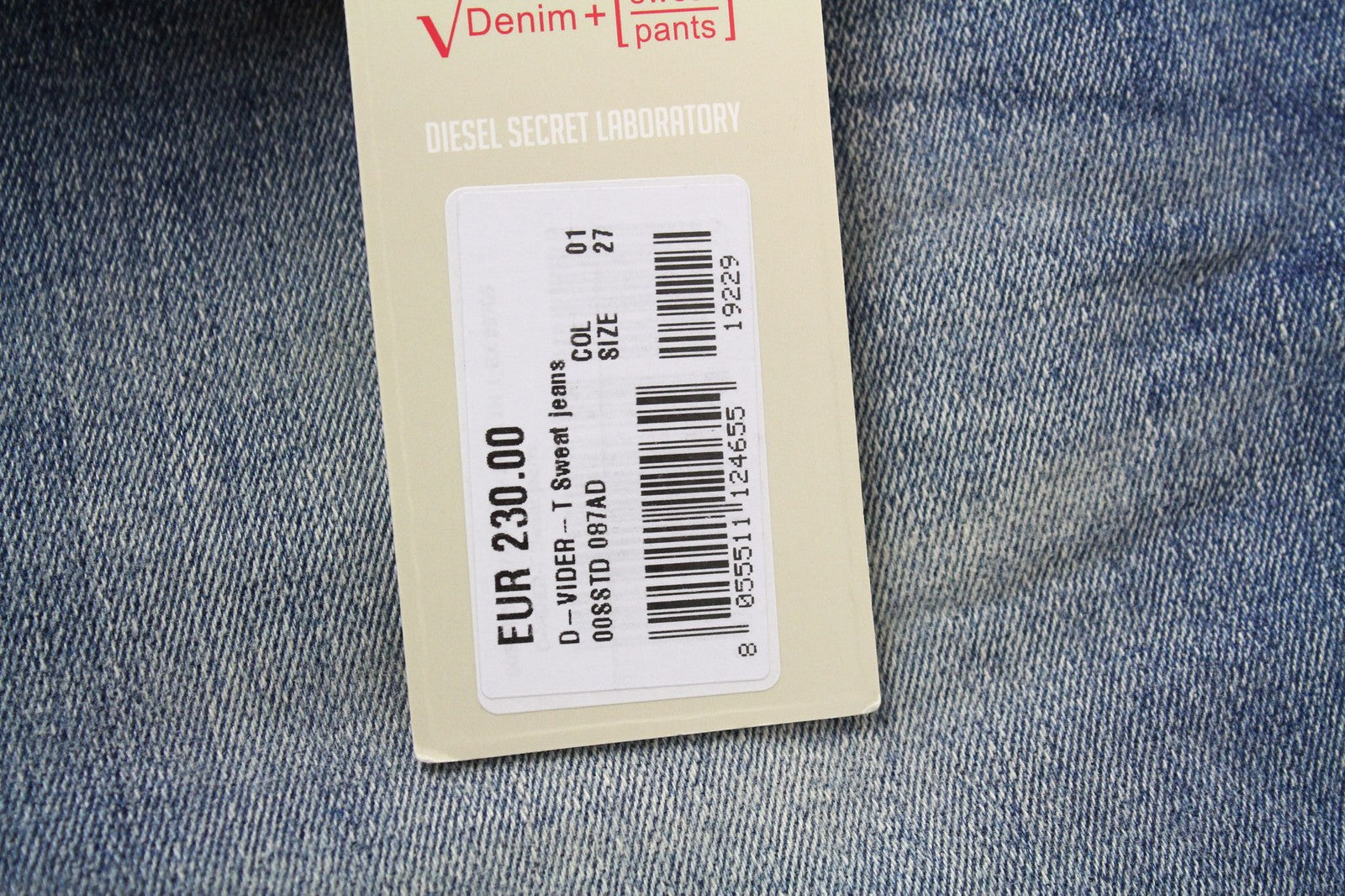 DIESEL D-Vider-T 087AD vyriški džinsai W27 Carrot Jogg Sweat mėlyni, tamprūs, dirbtinio atspalvio 