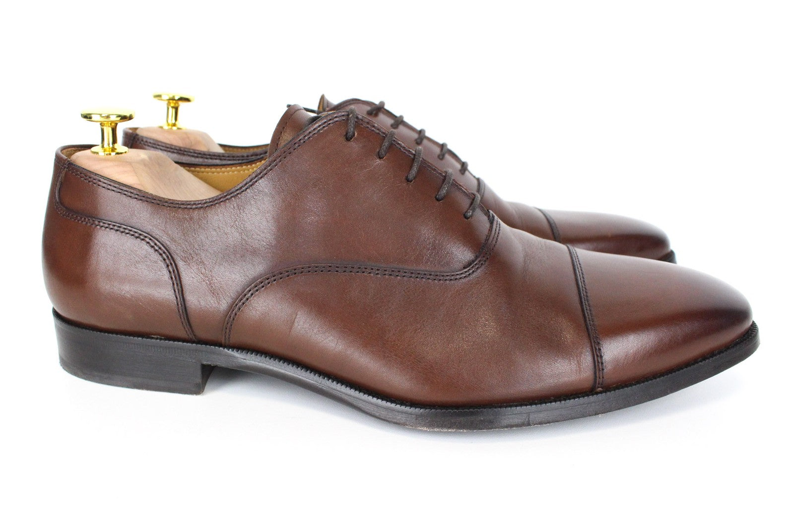 SUITSUPPLY Men Formal Shoes EU43 Mid Brown Calf Leather Derby Classic Lace-Up