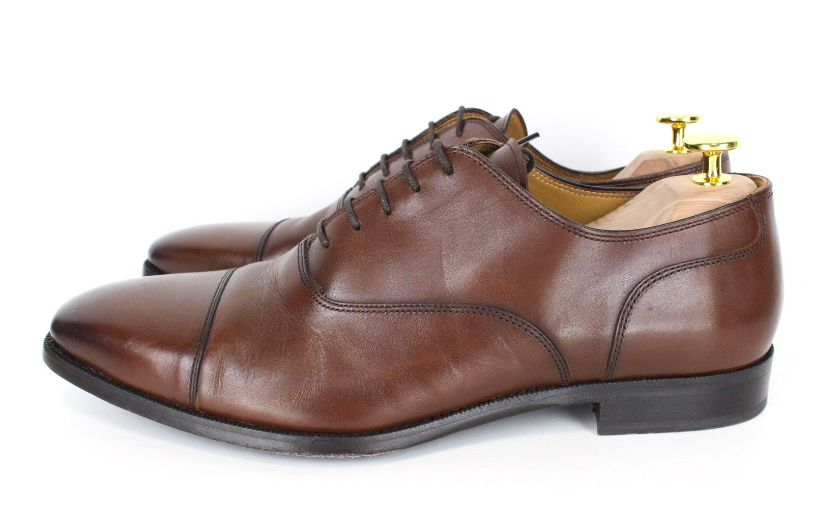SUITSUPPLY Men Formal Shoes EU43 Mid Brown Calf Leather Derby Classic Lace-Up