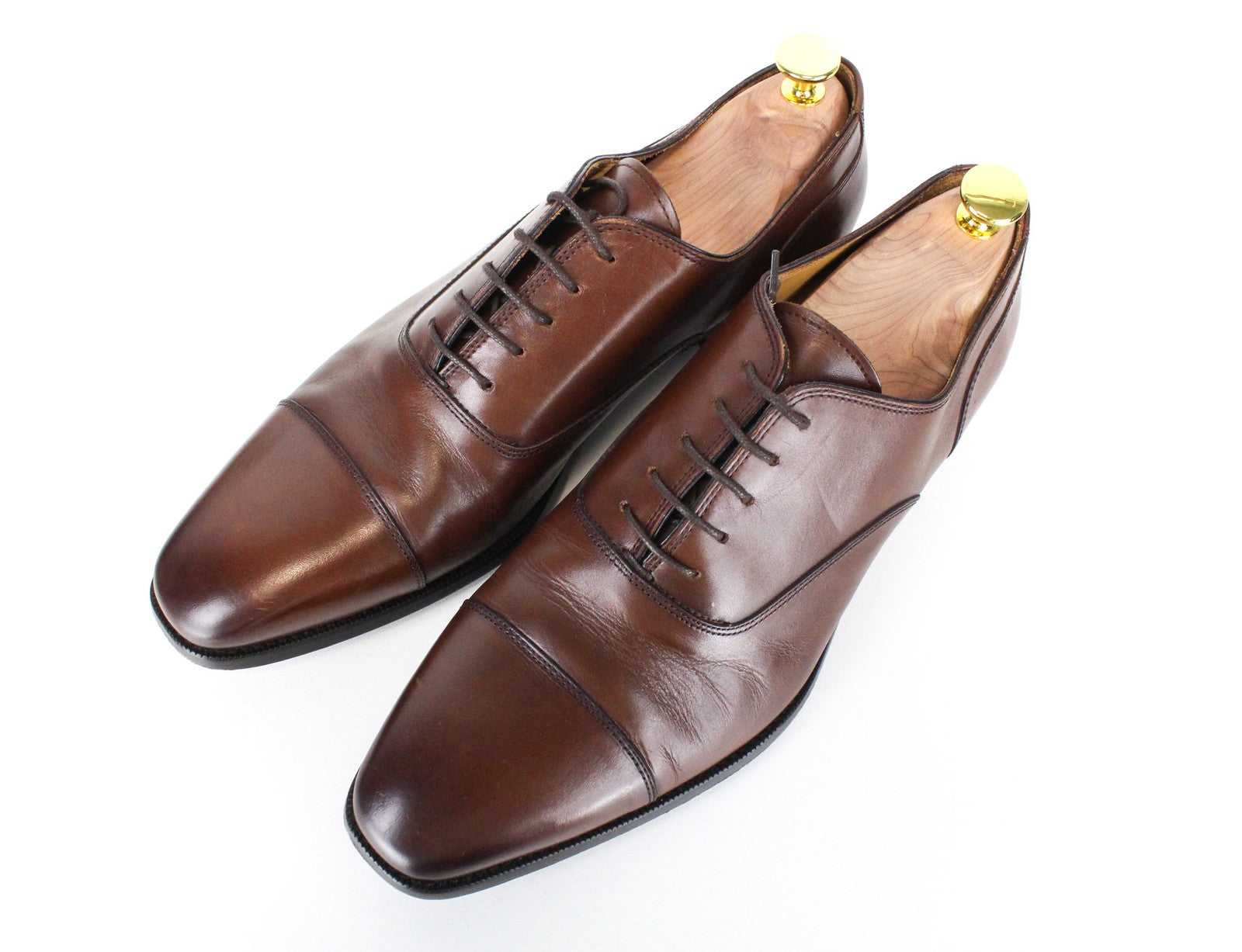 SUITSUPPLY Men Formal Shoes EU43 Mid Brown Calf Leather Derby Classic Lace-Up